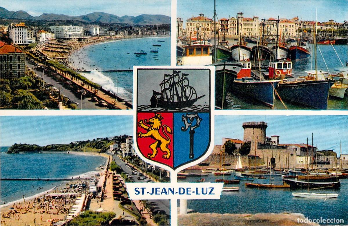 Postales: Postal Multivista de Saint-Jean-de-Luz con Escudo y Playas