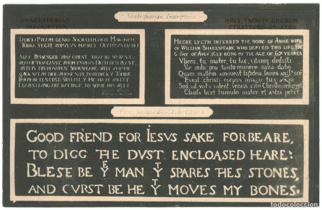 Postales: Holy Trinity Church. Shakesperian Inscriptions (Stratford-Upon-Avon)_WHS&S (Derwent)