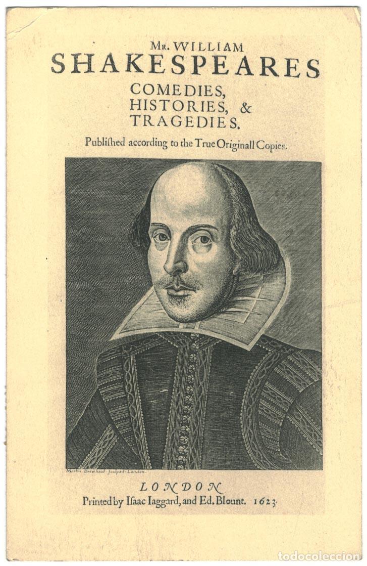 Postales: Title-page of the First Folio. 1623 (Folger Shakespeare Library)_Meriden Gravure
