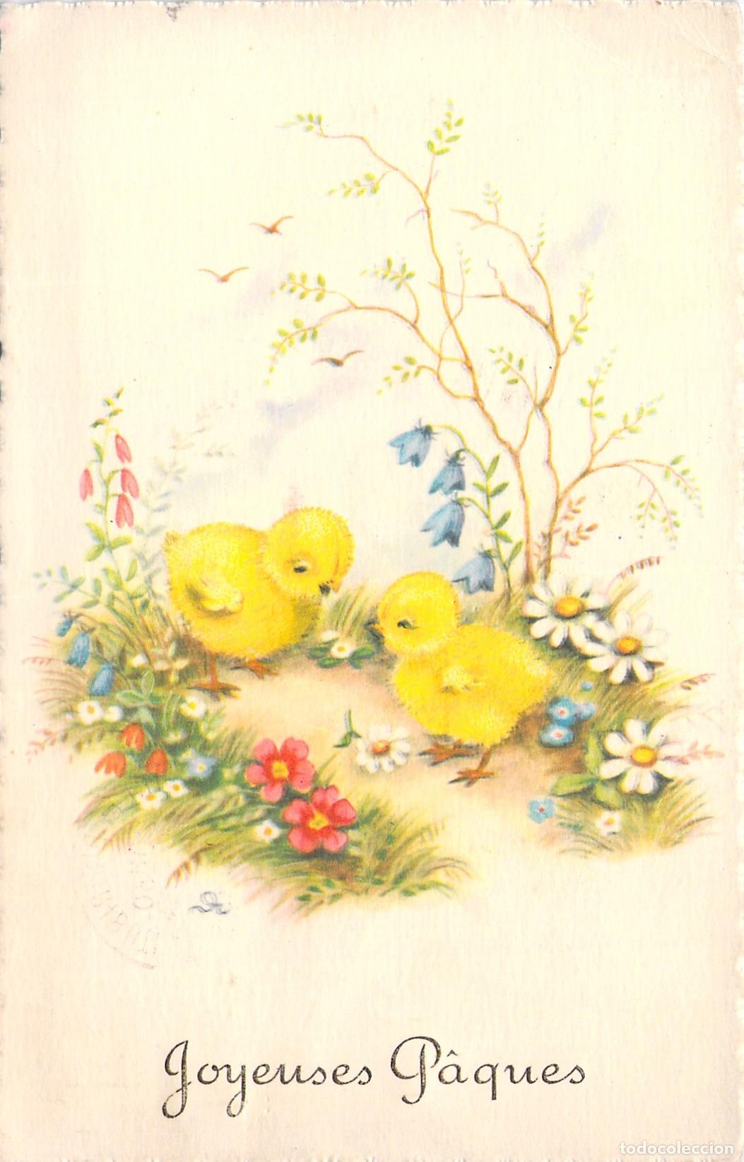 Postales: Postal Francesa de Pascua con Pollitos Joyeuses P&acirc;ques