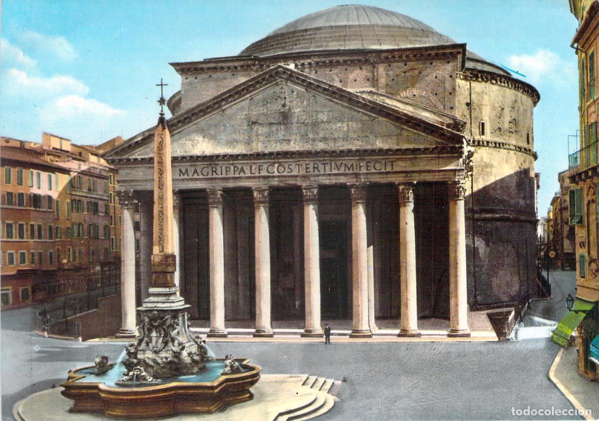 Postales: Postal de Roma con Vista del Pante&oacute;n y su Fuente