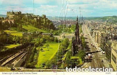 Postales: POSTAL EDIMBURGO (Gran Breta&ntilde;a) - Castillo y calle de los pr&iacute;ncipes .. Postal de los a&ntilde;os 60