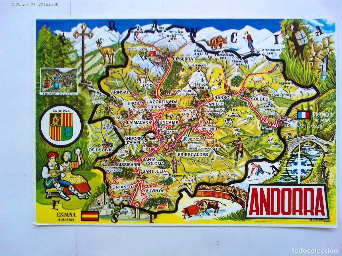 Postcards: POSTAL DEL VALLE DE ANDORRA : MAPA GENERAL . A&Ntilde;OS 70