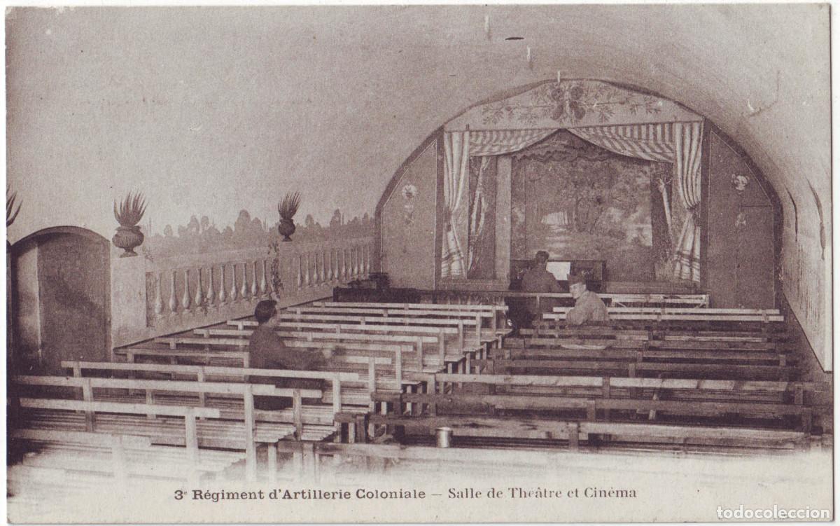 Cartes Postales: 3e R&Eacute;GIMENT d'ARTILLERIE COLONIALE. Salle de th&eacute;&acirc;tre et cin&eacute;ma_J. Damaz Brannay / Teatros Francia