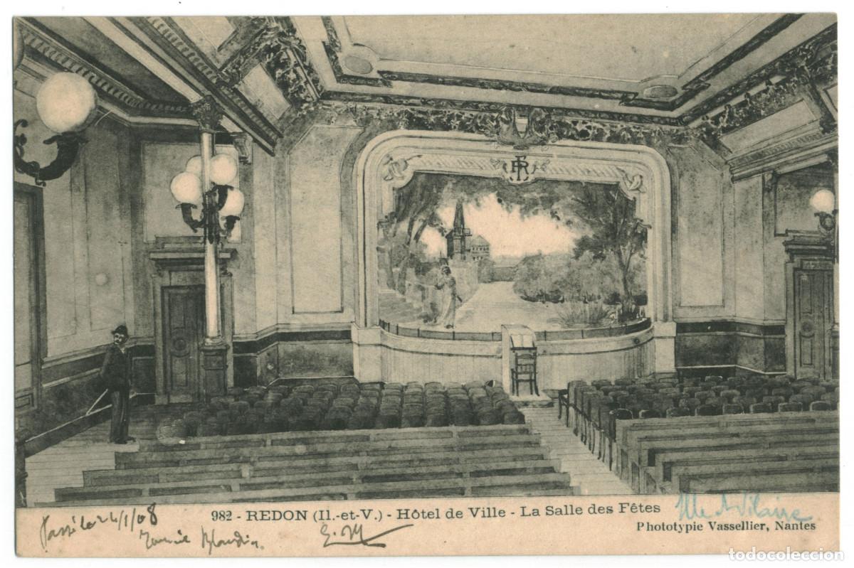 Postales: REDON_H&ocirc;tel de la Ville Salle des F&ecirc;tes_Vassellier 982 / Teatros Francia