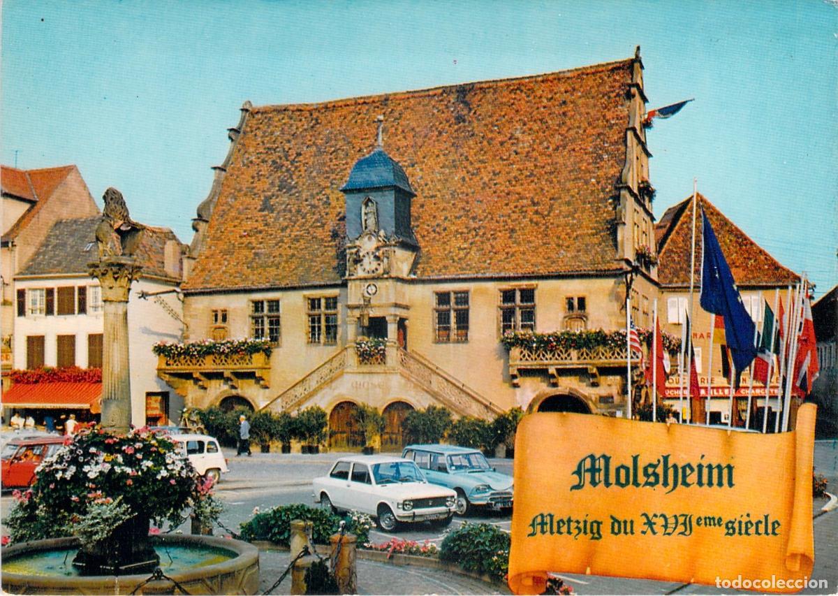 Postales: Postal Molsheim Place de l'H&ocirc;tel-de-Ville y Edificio Metzig