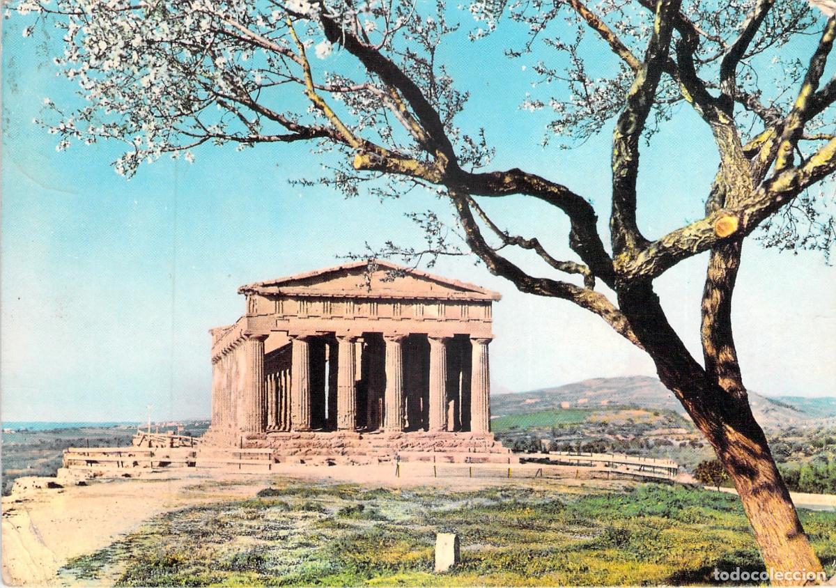 Postais: Postal de Agrigento Templo de la Concordia y Almendro en Flor