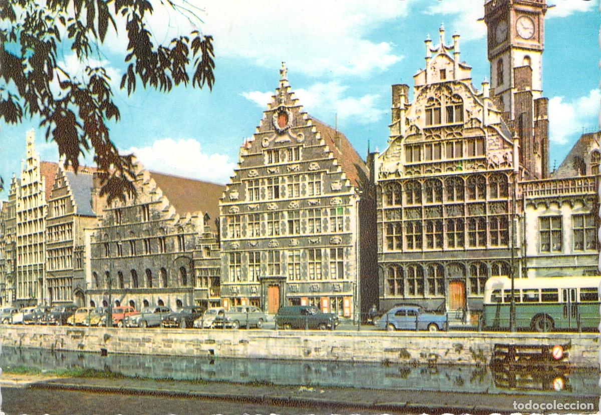Postales: Postal de Gante Graslei B&eacute;lgica Edificios Hist&oacute;ricos y Canal