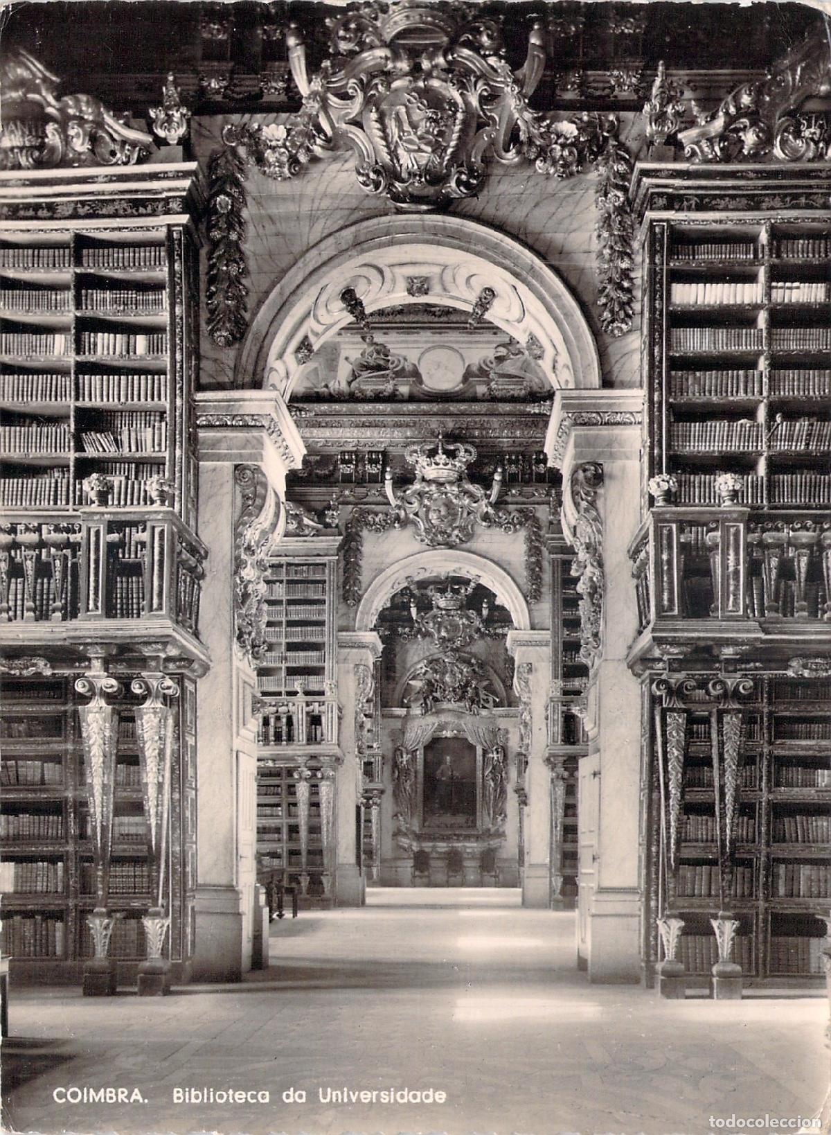 Postales: Postal de la Biblioteca de la Universidad de Coimbra, Portugal