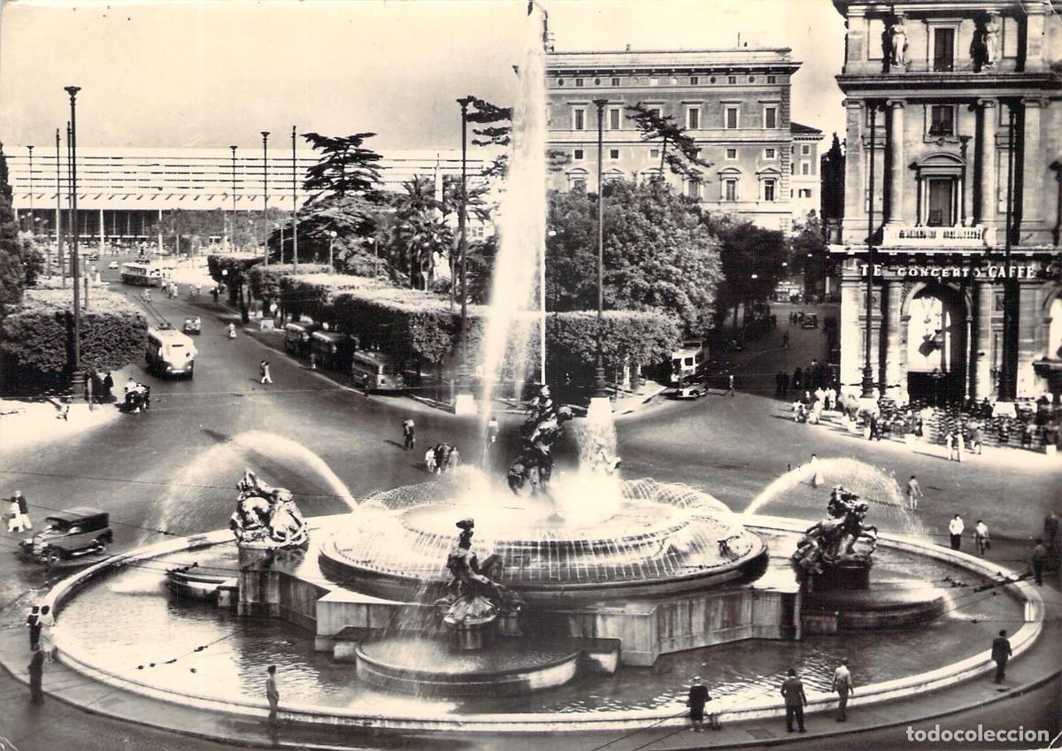 Postais: Postal de la Piazza Esedra y la Fuente de las N&aacute;yades en Roma