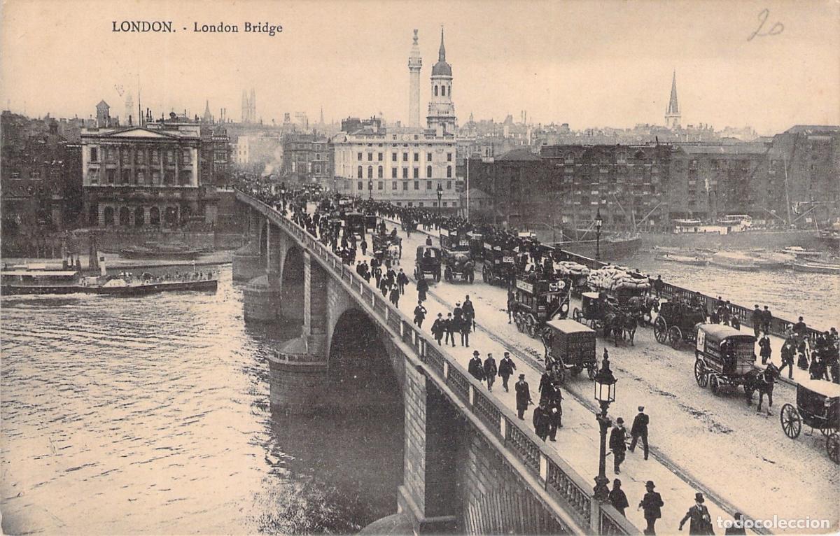 Postais: Postal de London Bridge en Londres con Tr&aacute;fico Hist&oacute;rico
