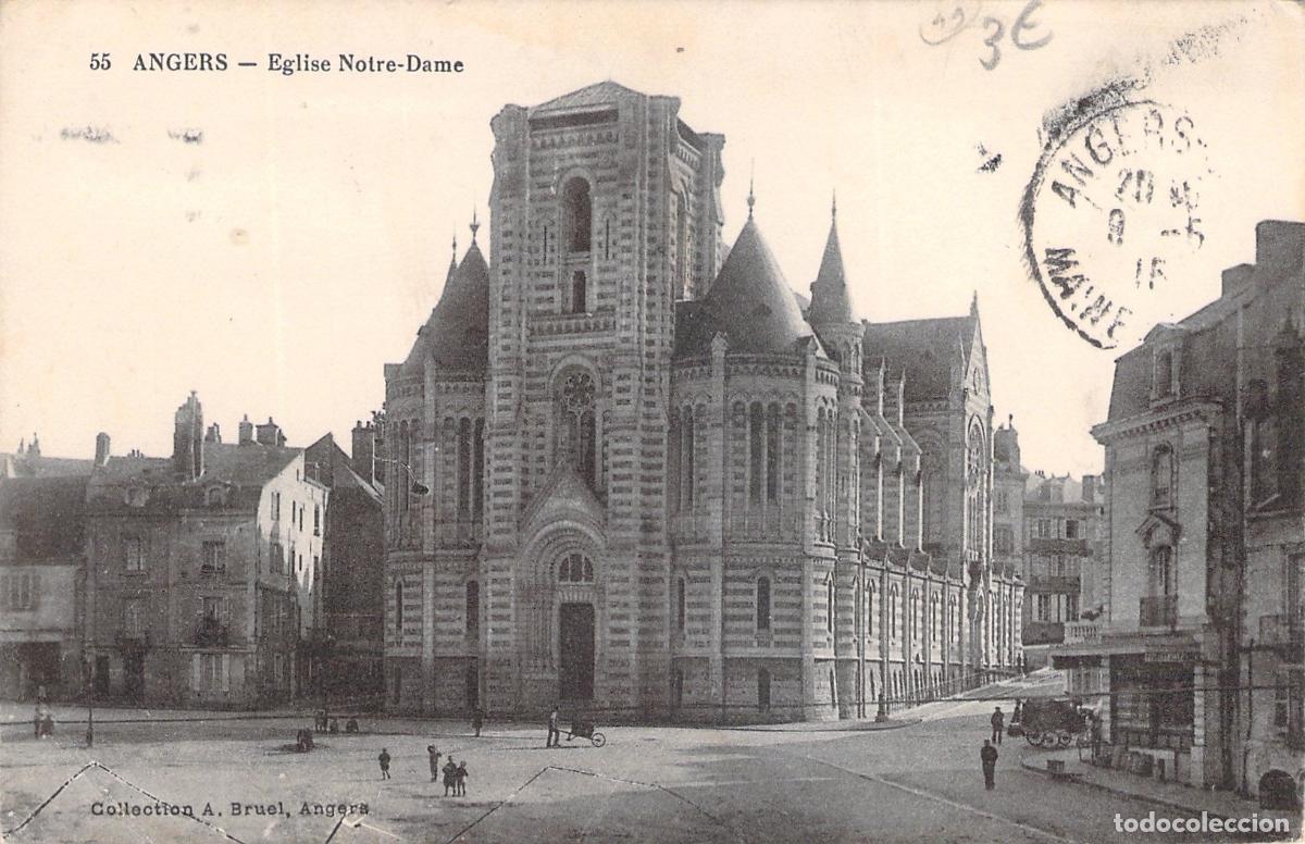 Postales: Postal de la Iglesia Notre-Dame en Angers, Francia