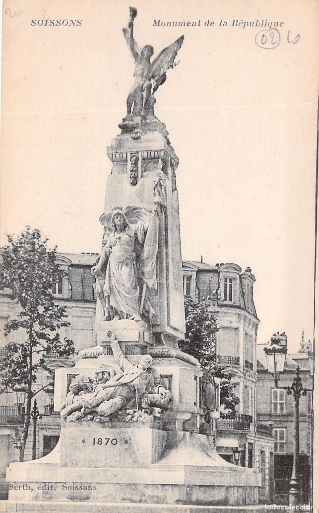 Postais: Postal de Soissons Francia Monumento de la Rep&uacute;blica