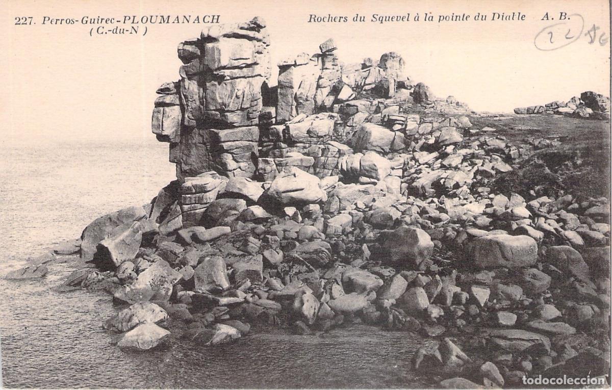 Postales: Postal de Ploumanac'h Rocas de Squevel en la Punta del Diablo Francia