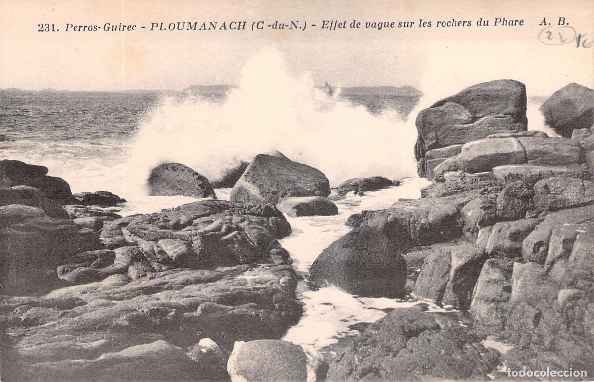 Postales: Postal de Ploumanac'h Perros-Guirec Breta&ntilde;a Olas y Rocas