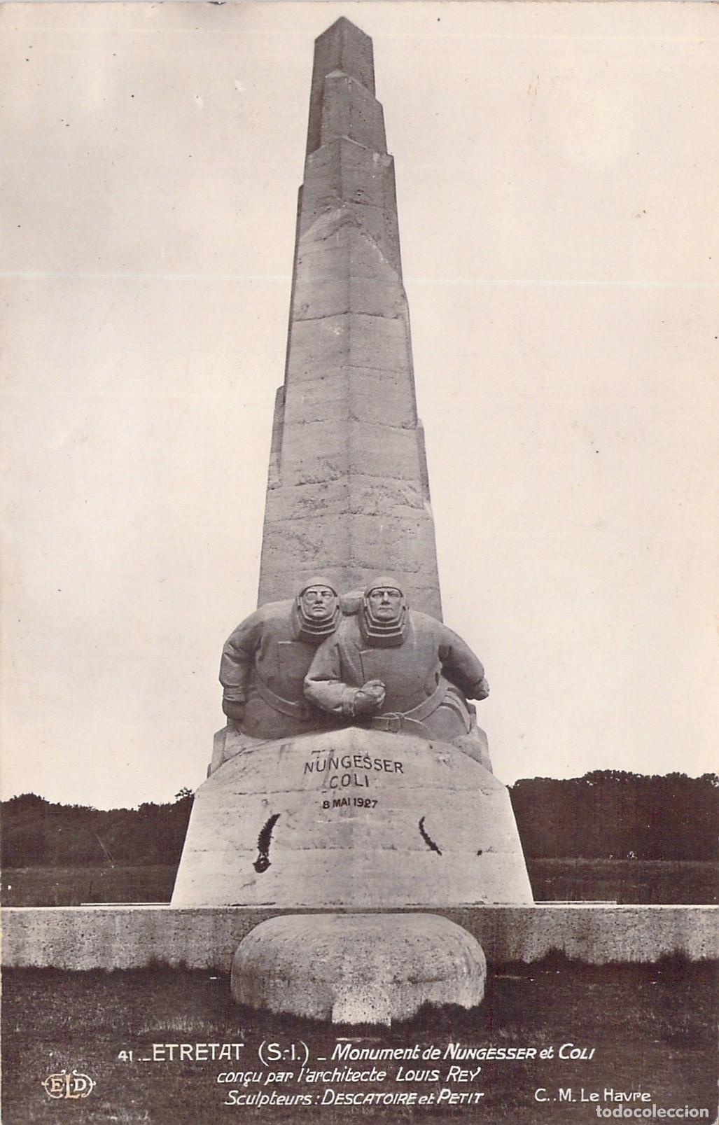 Postcards: Postal del Monumento a Nungesser y Coli en &Eacute;tretat Francia