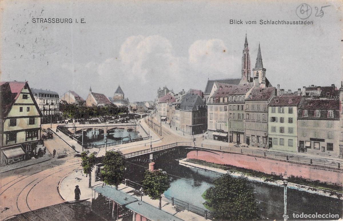 Postales: Postal de Estrasburgo Vista del Muelle Schlachthausstaden y Catedral