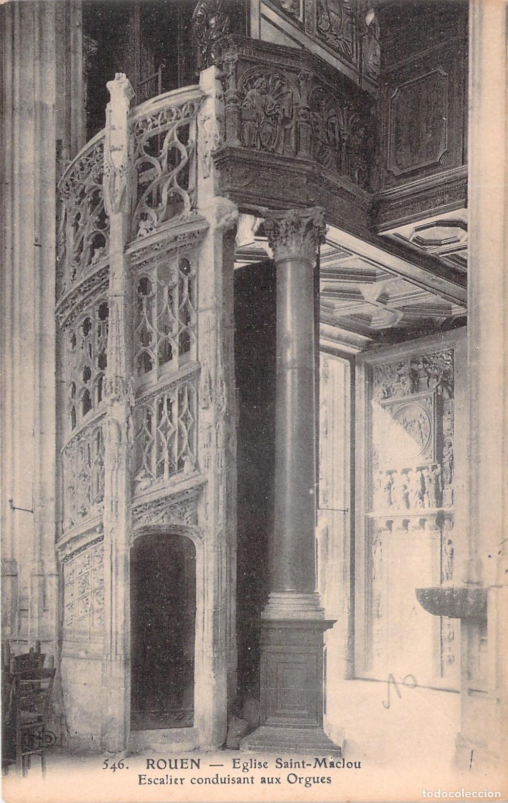 Postales: Postal Iglesia Saint-Maclou Rouen Escalera de Caracol Francia