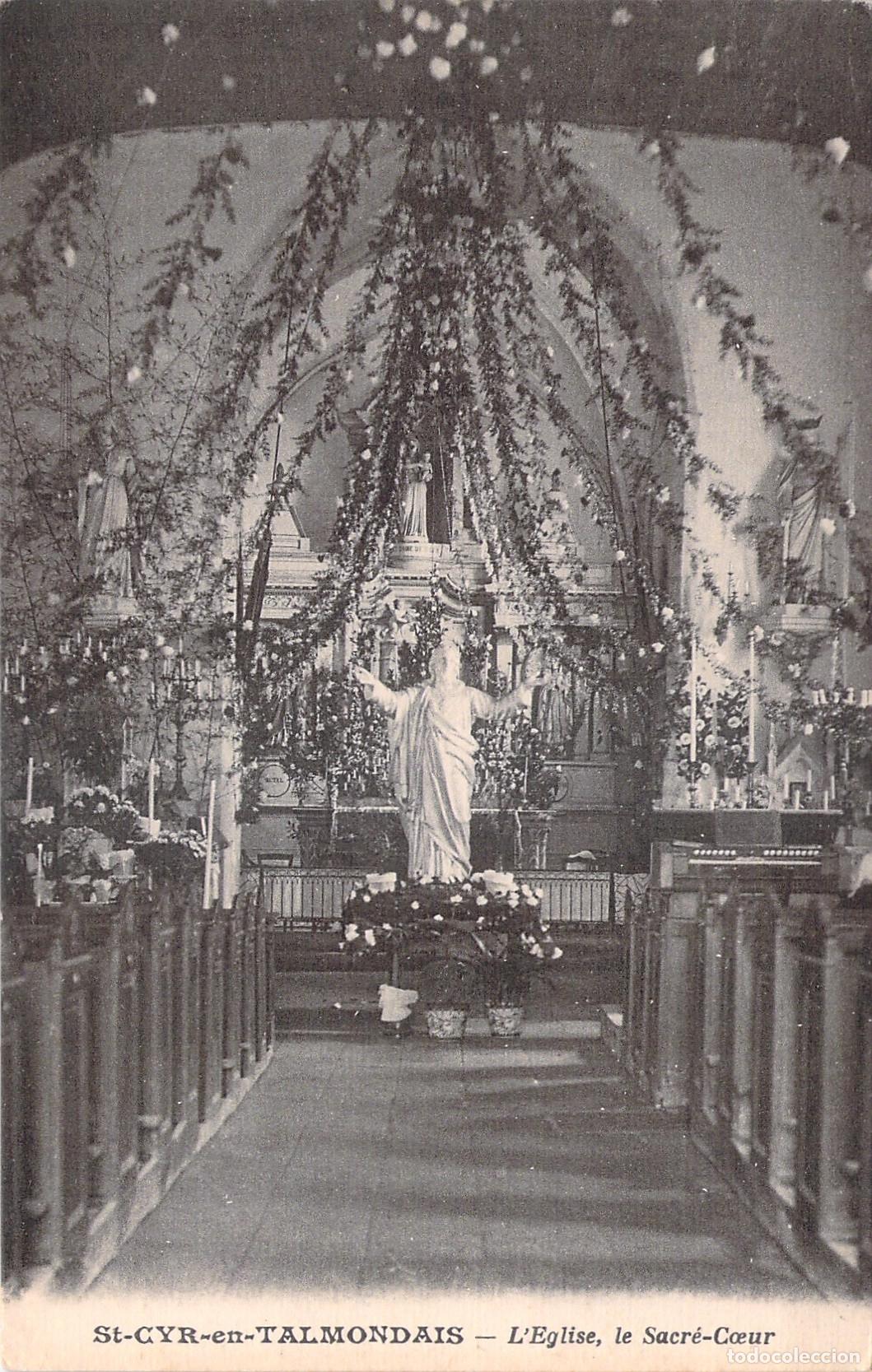 Postales: Postal de la Iglesia de Saint-Cyr-en-Talmondais y el Sagrado Coraz&oacute;n