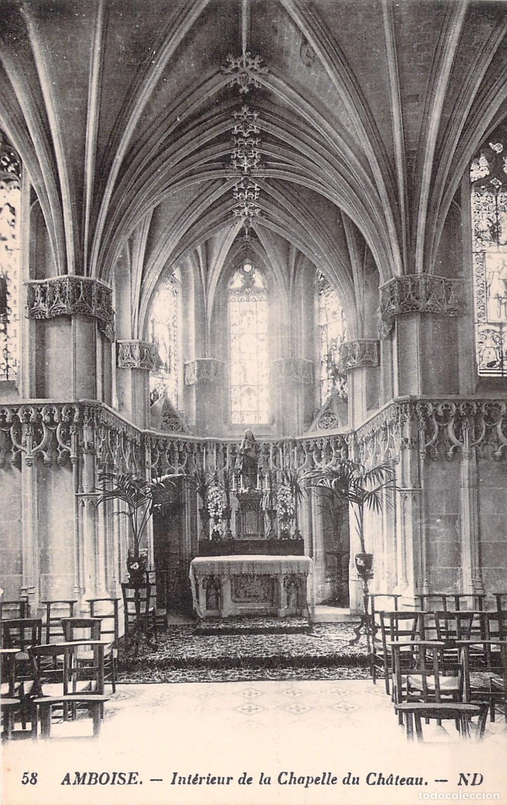 Postales: Postal de la Capilla del Castillo de Amboise, Francia