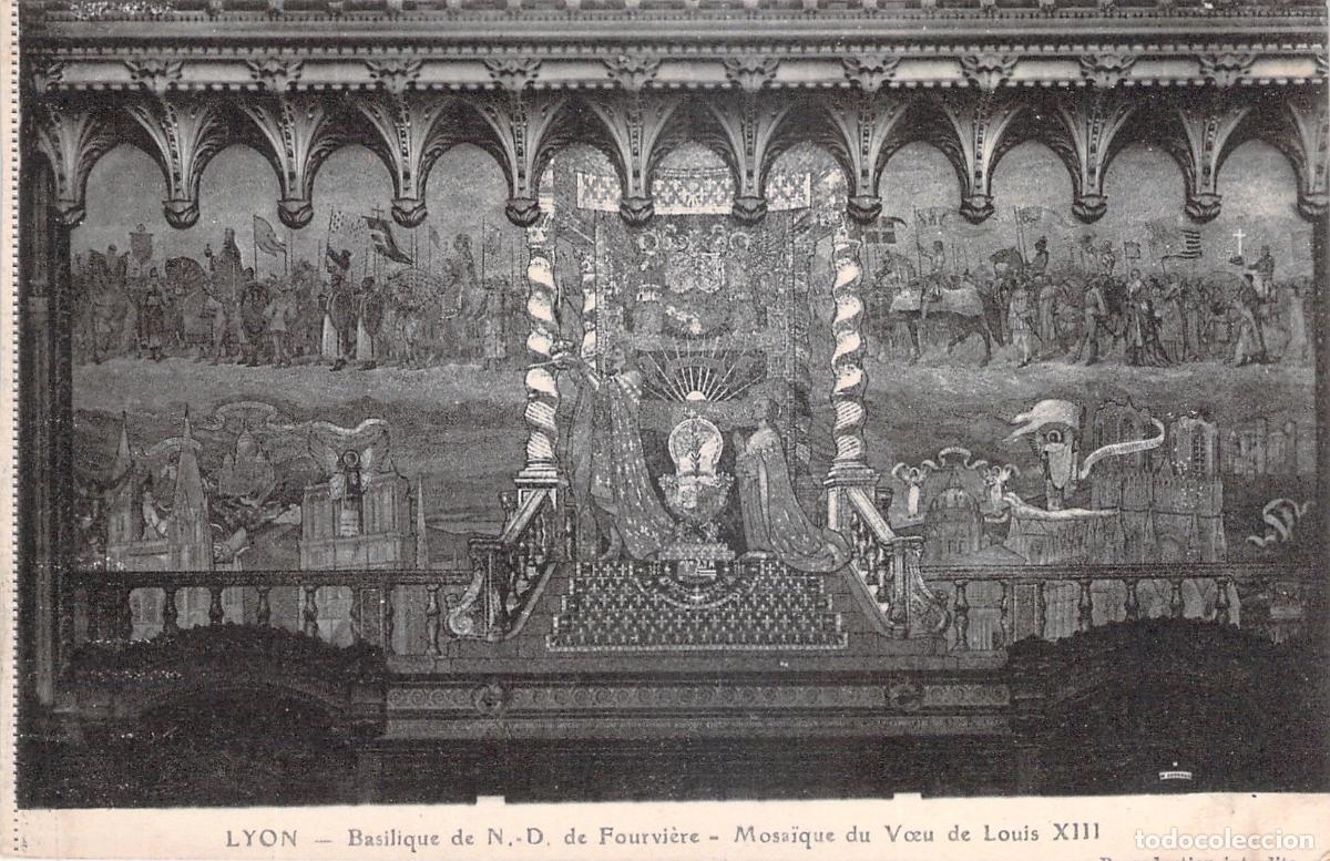 Postales: Postal de Lyon, Bas&iacute;lica de Fourvi&egrave;re, Mosaico de Luis XIII