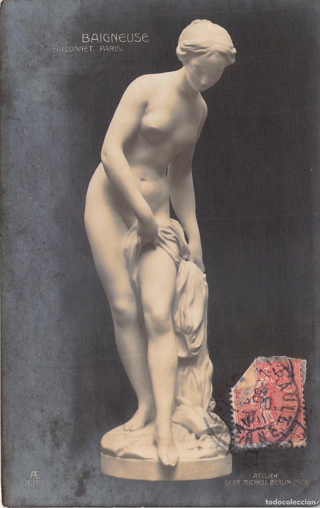 Postales: Postal de Escultura La Ba&ntilde;ista de Falconet, Atelier Gebr Micheli