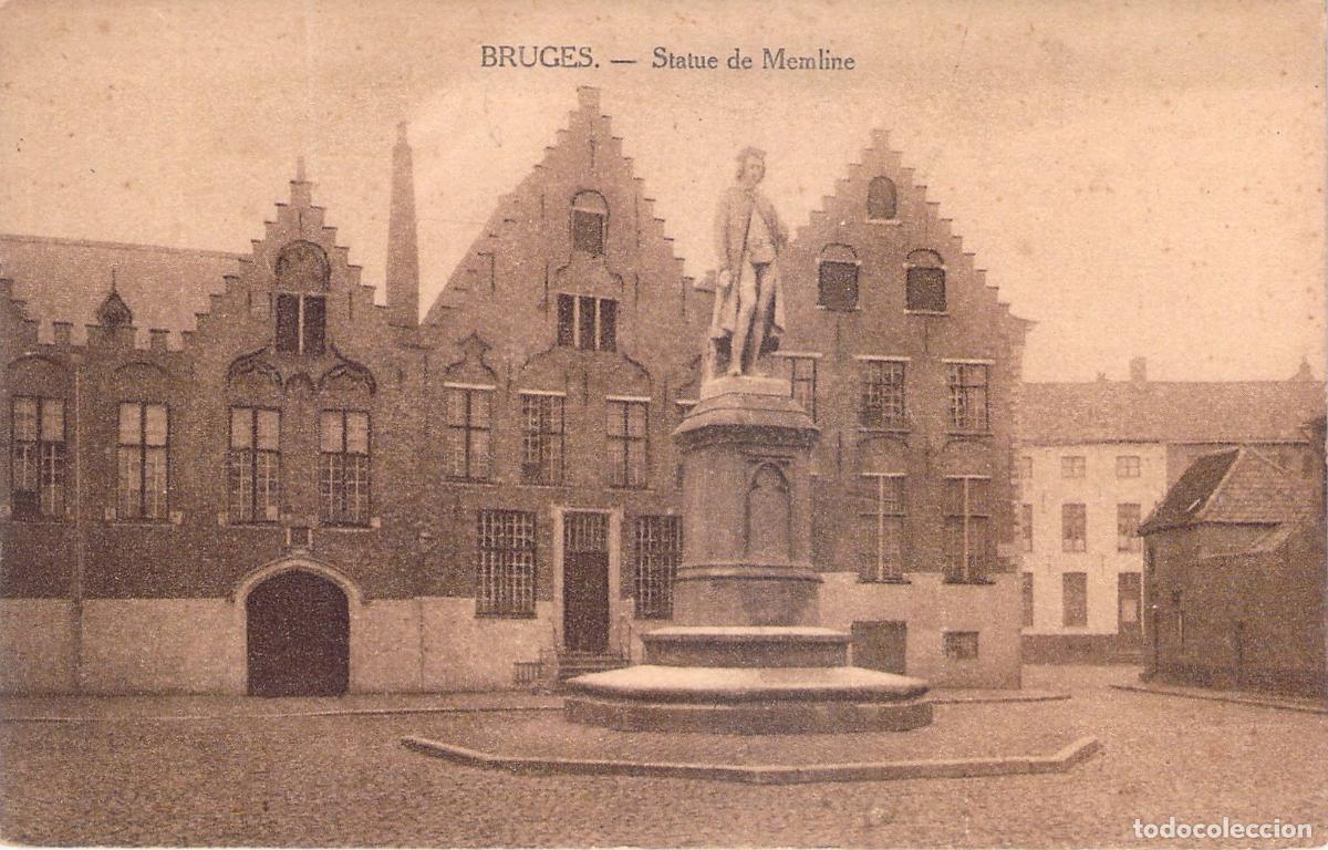 Postales: Postal de Brujas con la Estatua de Hans Memling en B&eacute;lgica
