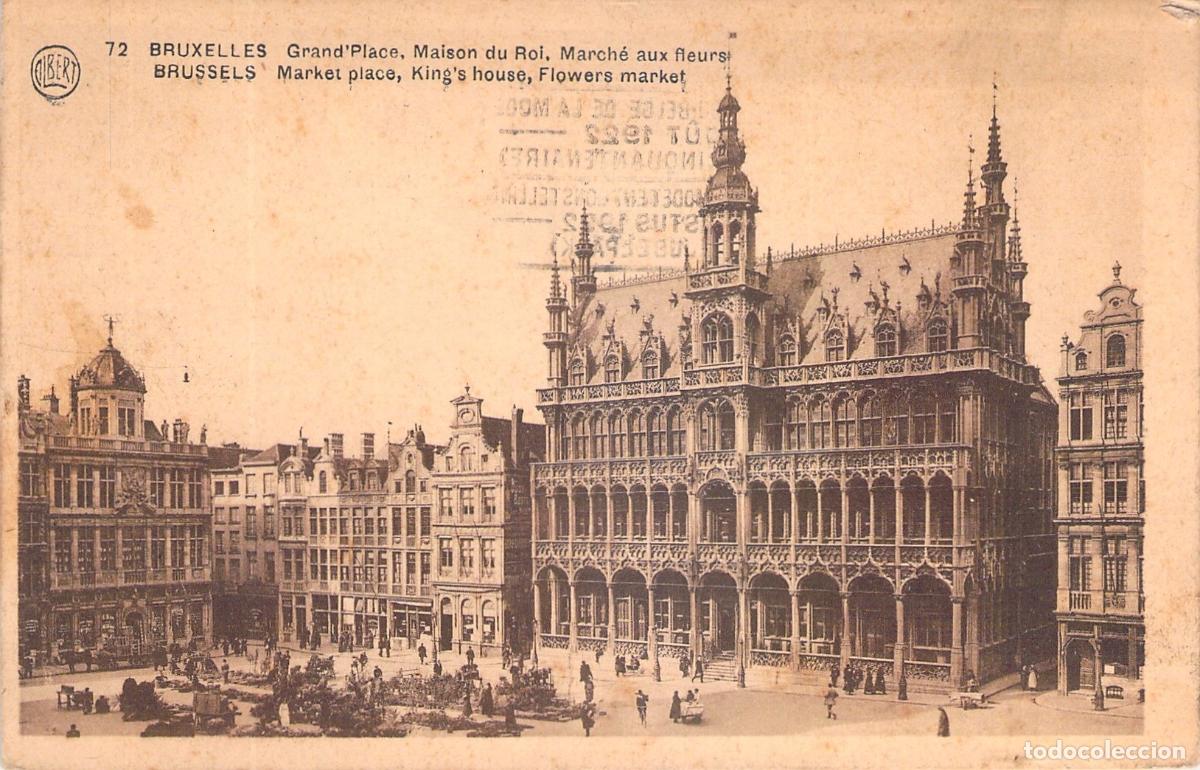 Postales: Postal de Bruselas Grand Place y Maison du Roi B&eacute;lgica