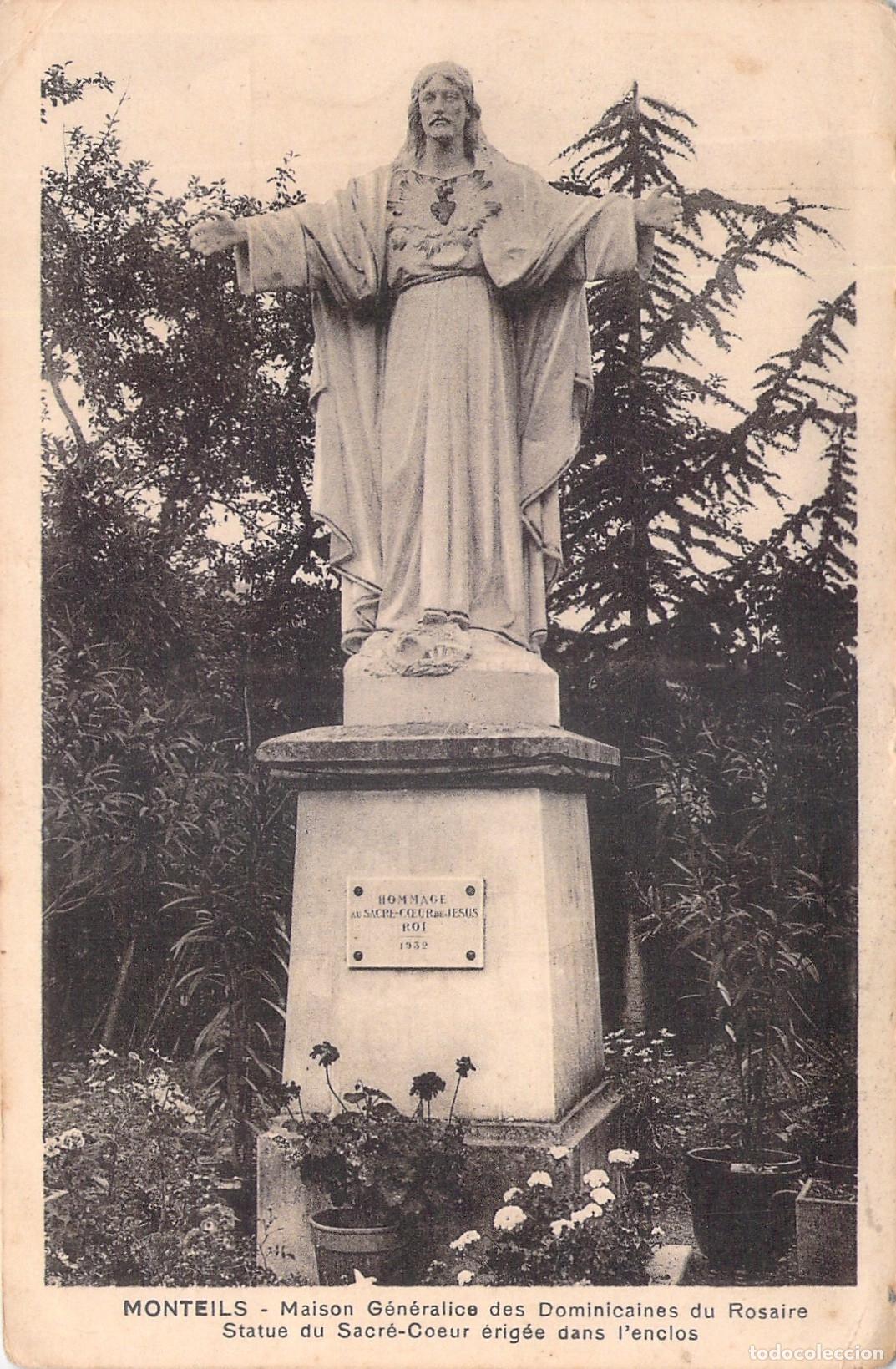 Postales: Postal Estatua del Sagrado Coraz&oacute;n en Monteils, Francia