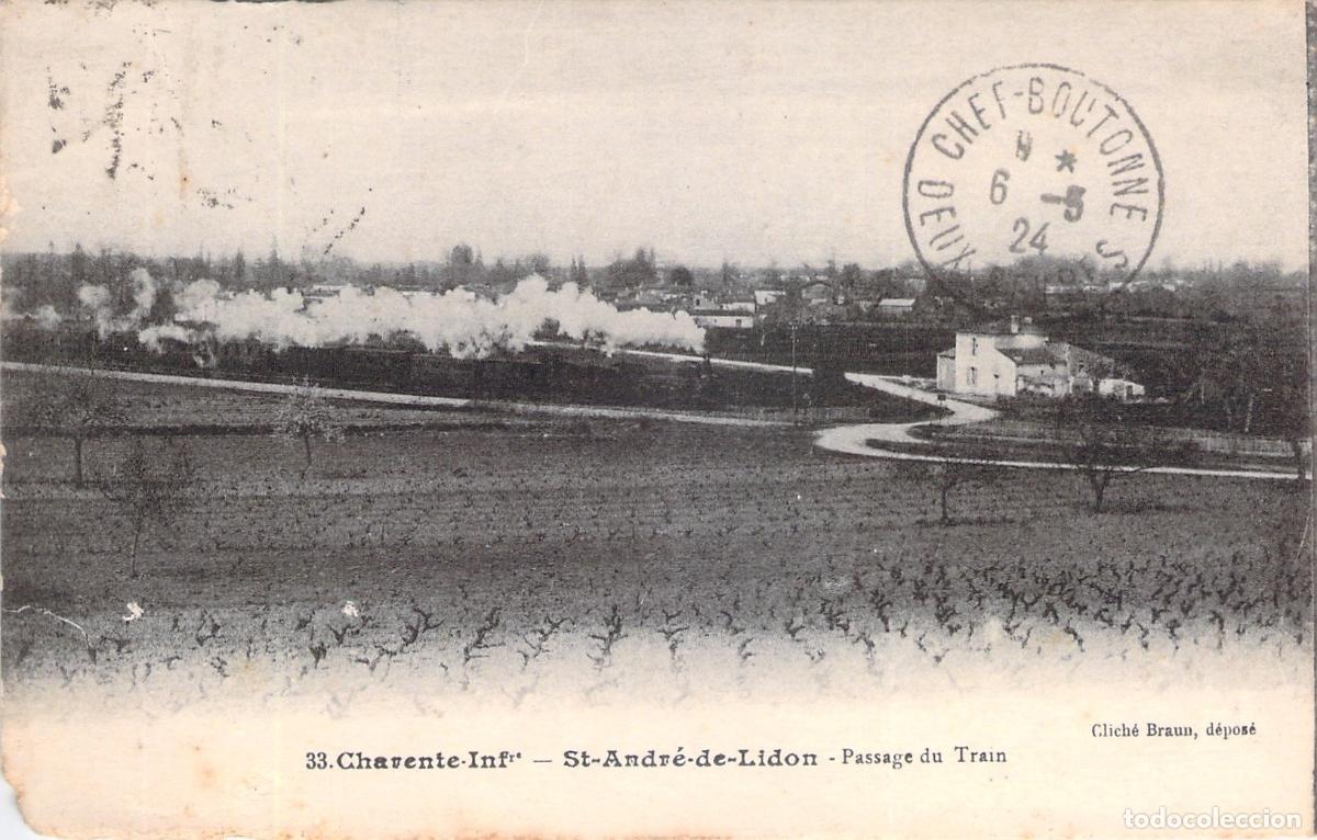 Postales: Postal de Saint-Andre-de-Lidon con Paso del Tren a Vapor