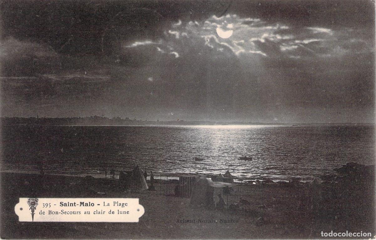Postales: Postal de Saint-Malo Playa de Bon-Secours al Claro de Luna