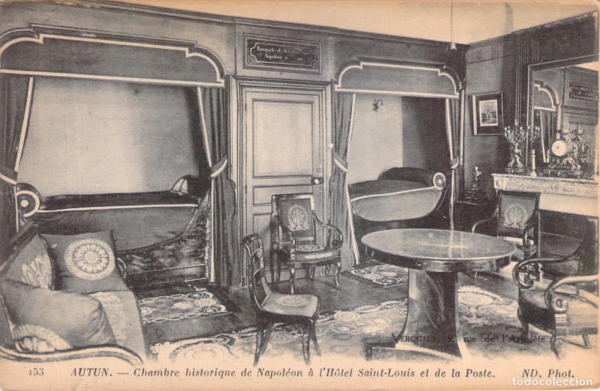 Postales: Postal de la Habitaci&oacute;n Hist&oacute;rica de Napole&oacute;n en el Hotel Saint-Louis, Autun