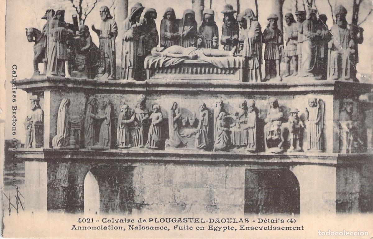 Postales: Postal Calvario de Plougastel-Daoulas, Detalles Escult&oacute;ricos