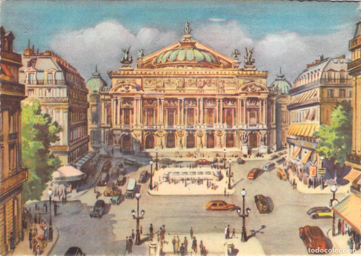 Postales: Postal Art&iacute;stica de la &Oacute;pera de Par&iacute;s Ilustraci&oacute;n Acuarela