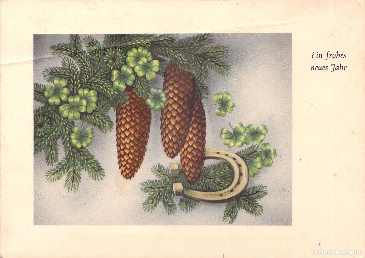 Cartes Postales: Postal de A&ntilde;o Nuevo con Herradura y Tr&eacute;boles de la Suerte