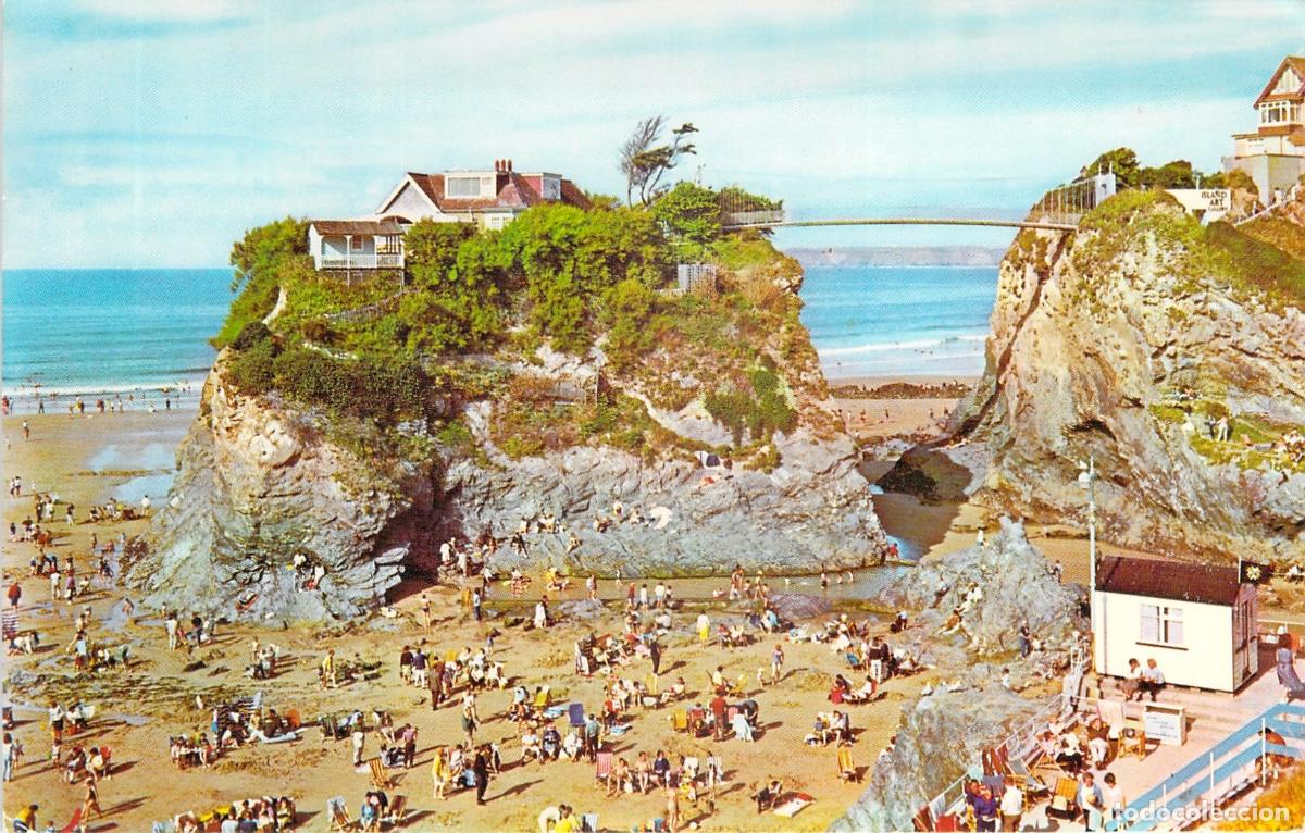 Postkarten: Postal de Towan Beach y la Isla en Newquay, Cornwall