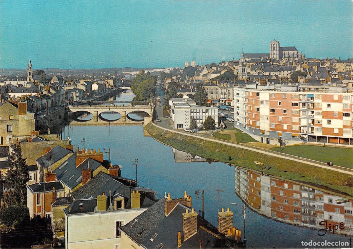Cartoline: Postal de Le Mans Francia Vista del R&iacute;o Sarthe y el Casco Antiguo