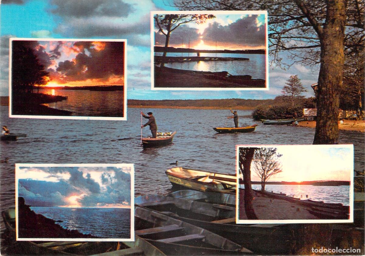 Postales: Postal de Landes Francia con Atardeceres y Lago con Barcos