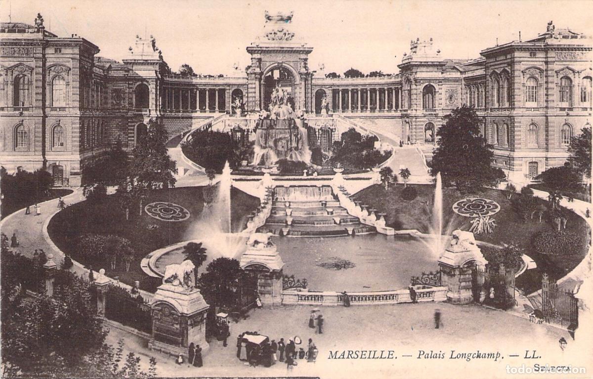 Postales: Postal de Marsella - Palacio Longchamp con Fuentes