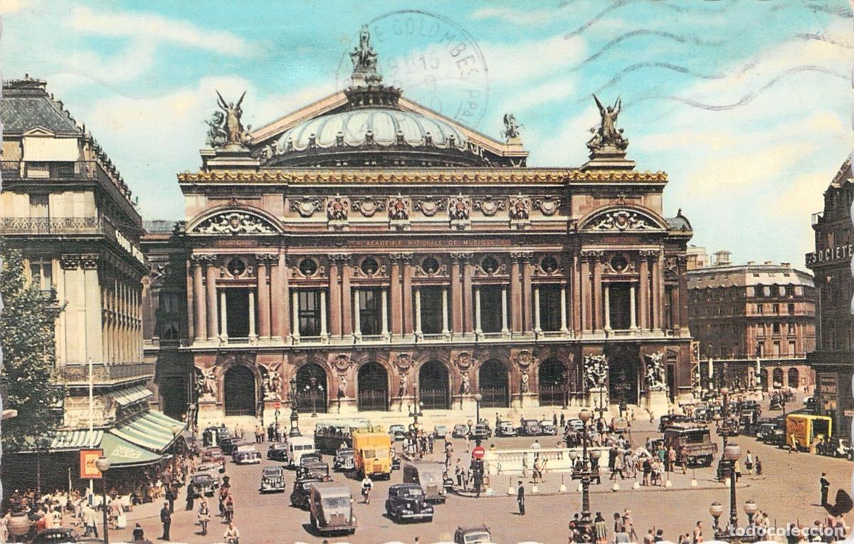 Postcards: Postal de la Plaza y Teatro de la &Oacute;pera de Par&iacute;s, Palais Garnier, Francia