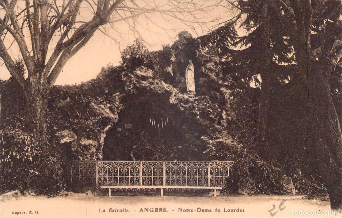 Postales: Postal de la Gruta de Notre-Dame de Lourdes en Angers, Francia