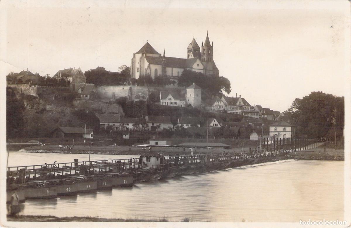 Postales: Postal de Vieux-Brisach y Puente de Barcas sobre el Rin