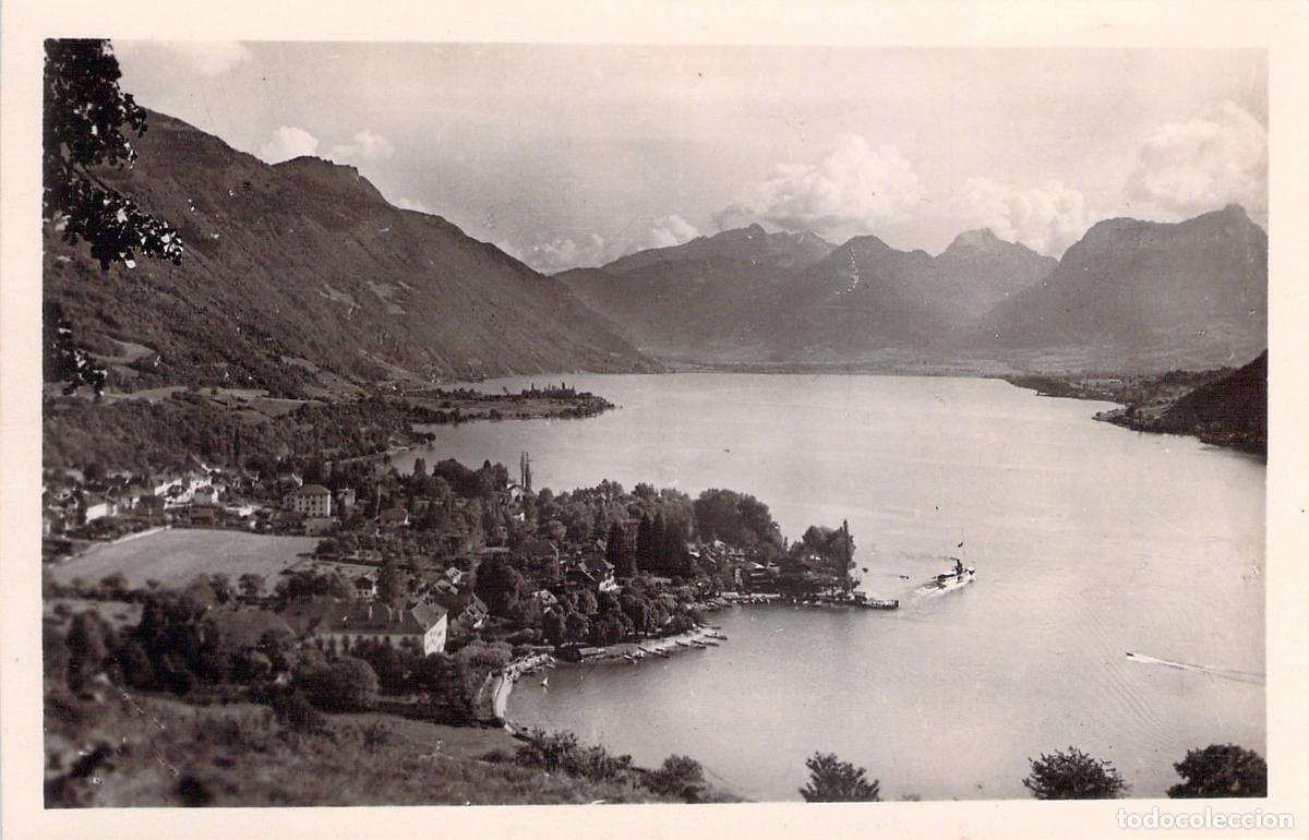 Postales: Postal de Talloires y el Lago de Annecy con el Macizo de Bauges, Francia