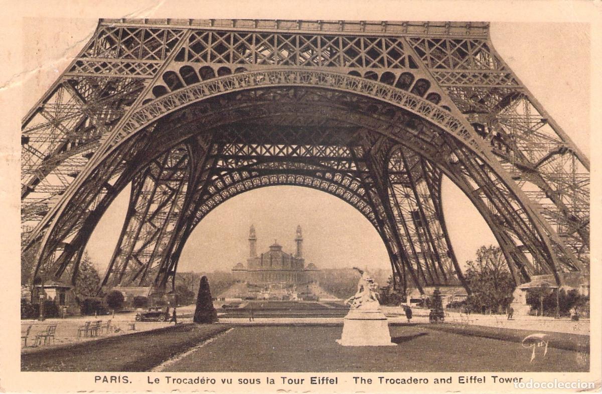 Postales: Tarjeta Postal de Par&iacute;s: Trocadero bajo la Torre Eiffel