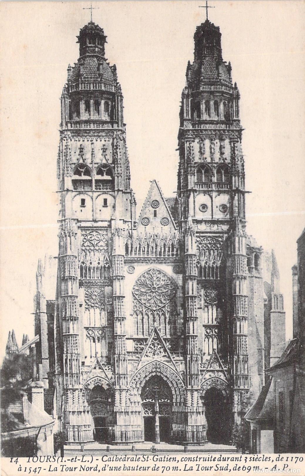 Postais: Tarjeta Postal de la Catedral de Saint-Gatien en Tours, Francia
