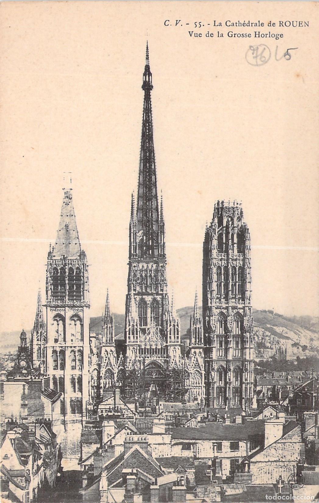 Cartoline: Postal de la Catedral de Rouen Vista desde el Grosse Horloge