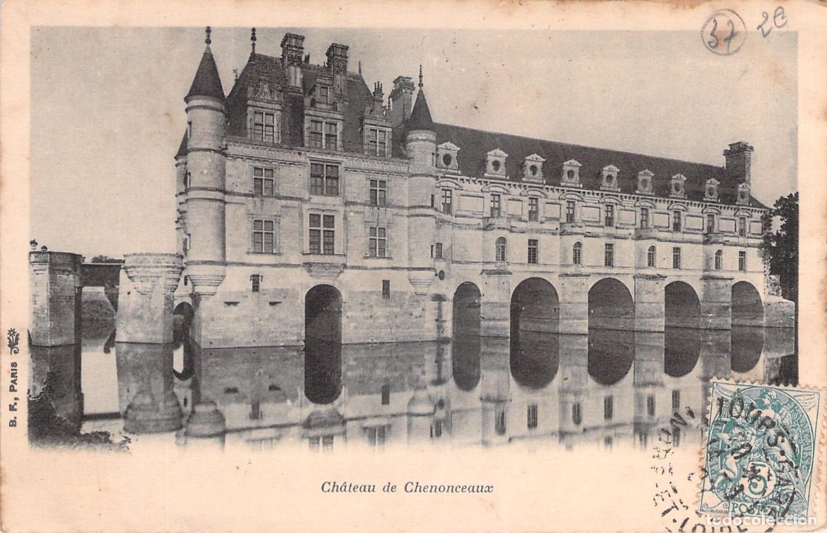 Cartoline: Postal Castillo de Chenonceau Francia con Sello de &Eacute;poca