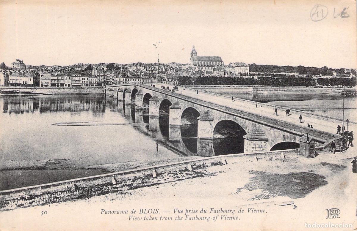 Postales: Tarjeta Postal Panorama de Blois y el Puente sobre el Loira, Francia