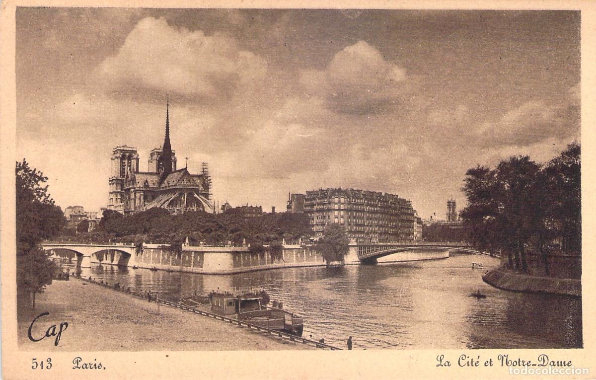 Postales: Postal de Par&iacute;s: Vista de La Cit&eacute; y Catedral de Notre-Dame