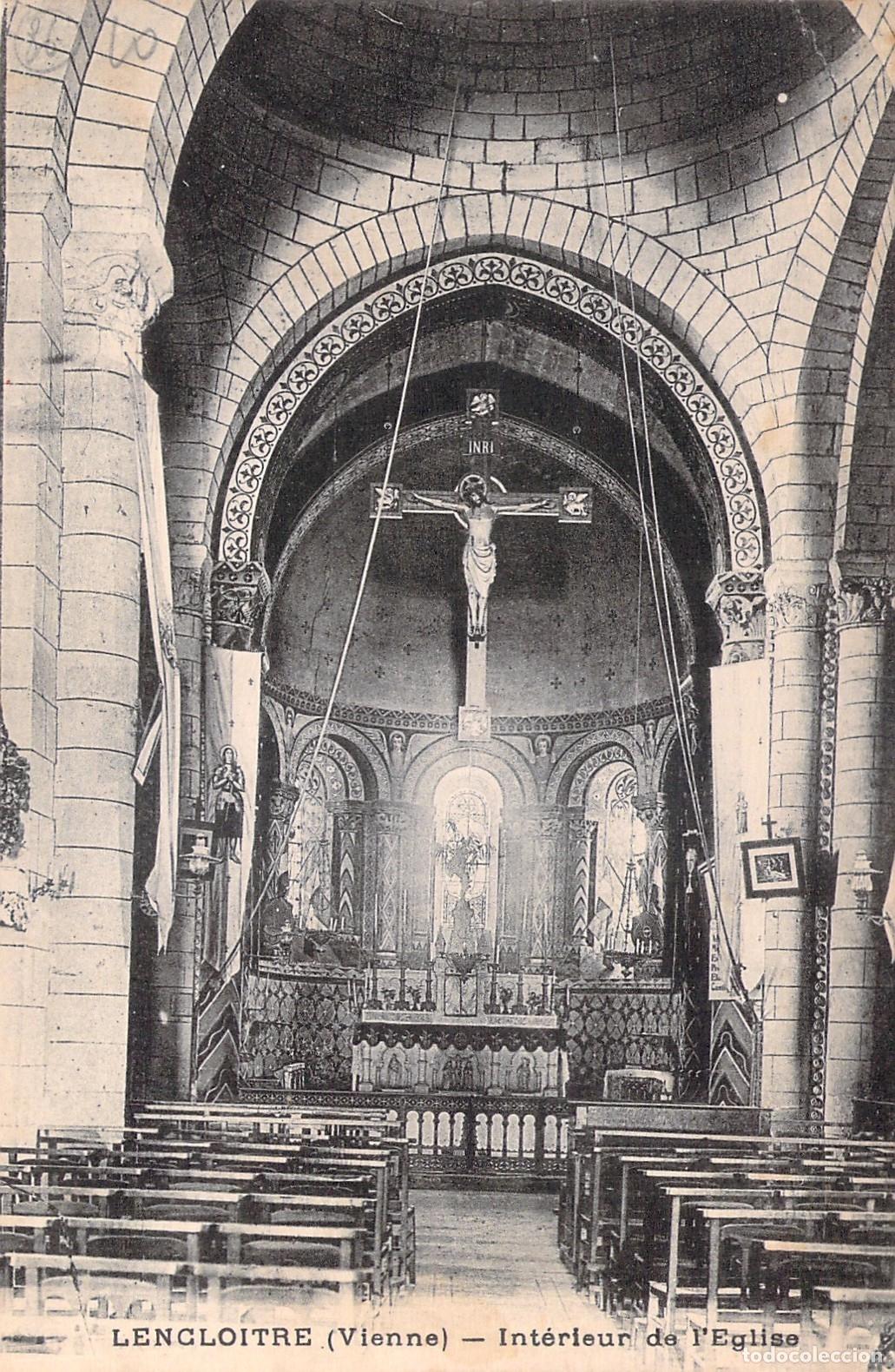 Postales: Postal del Interior de la Iglesia de Lenclo&icirc;tre, Vienne, Francia